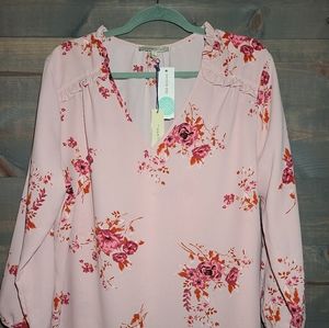 41 Hawthorne Pink Flower Blouse